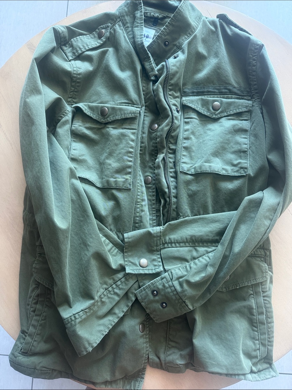 Military-Style Utility Jacket - Olive Green